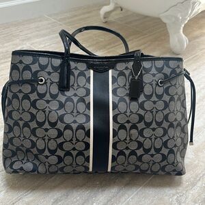 Coach signature tote bag black and gray